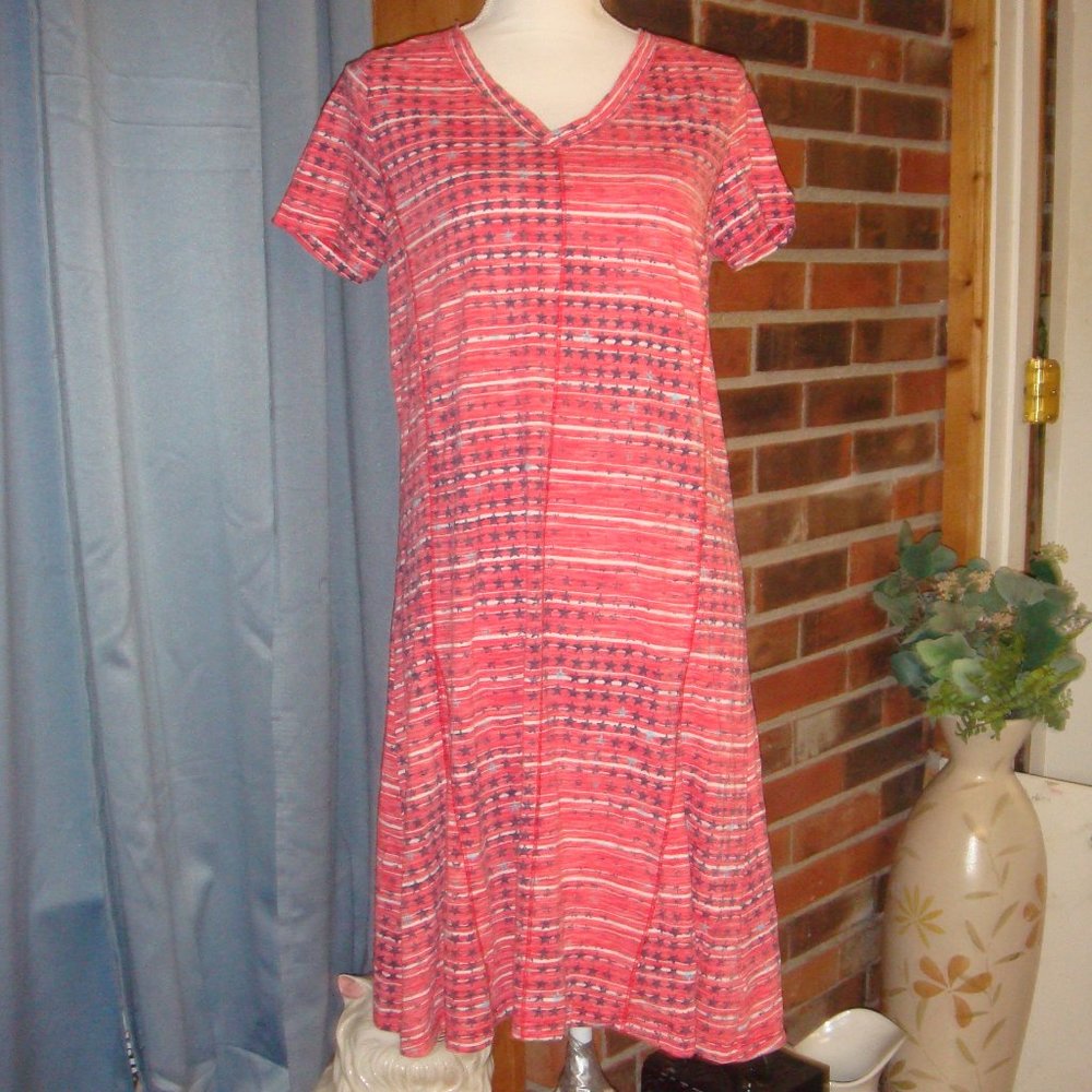 New Directions T-Shirt Dress Patriotic Stars M